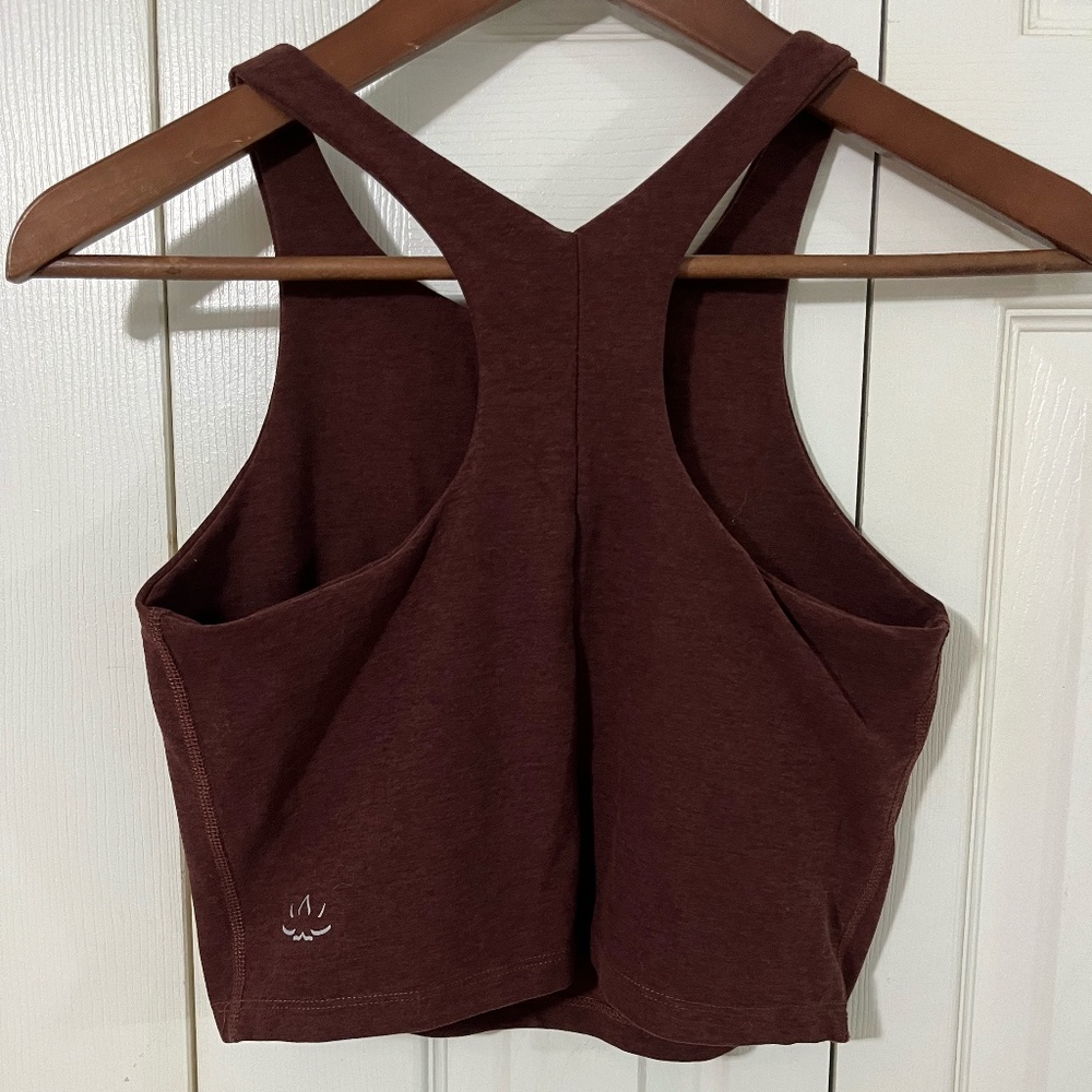 Maroon beyond yoga shelf bra crop top